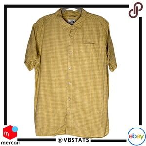 The North Face Men's Checkered Short Sleeve Button Up Shirt Yellow White Size XL